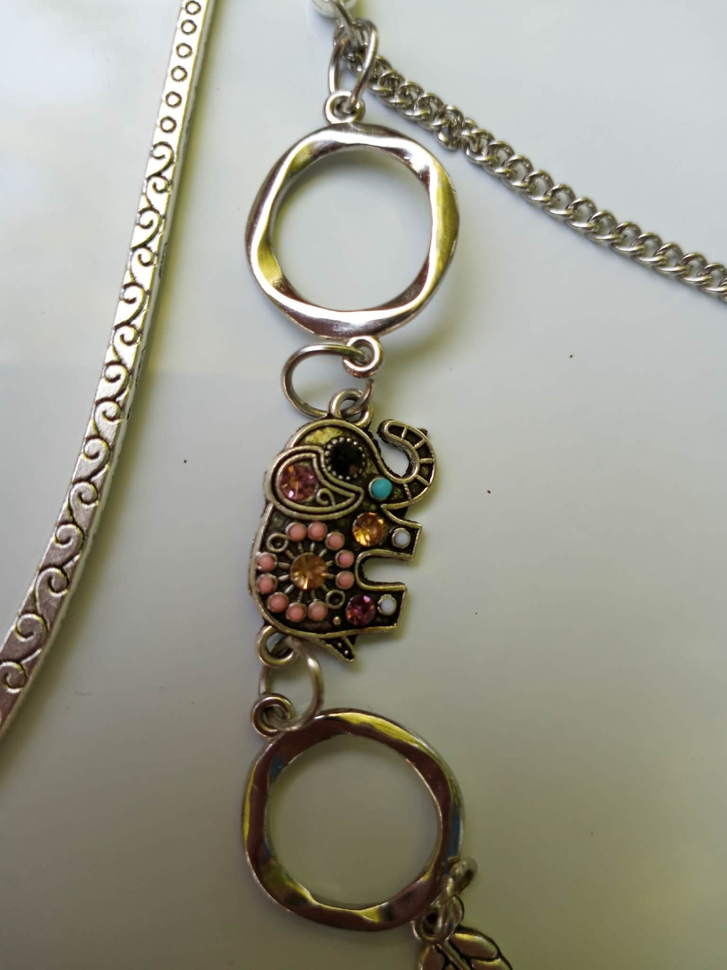 3 metal bookmarks/ owl, elephant dragon/sword dog tags