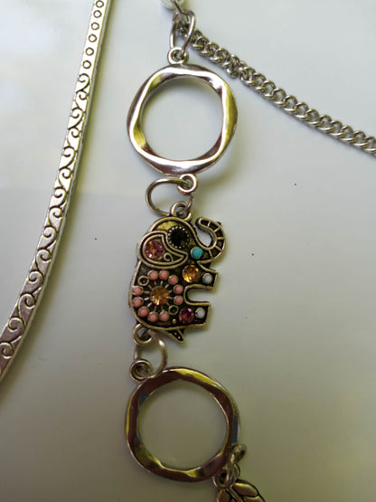3 metal bookmarks/ owl, elephant dragon/sword dog tags