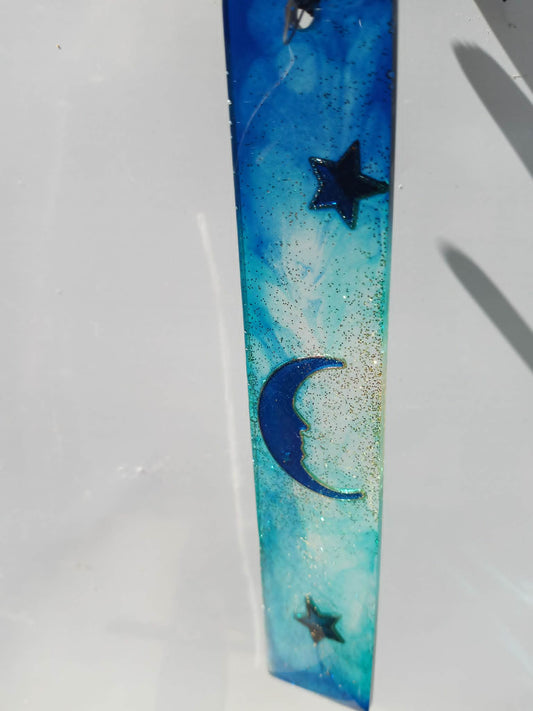 Resin bookmark moon and stars